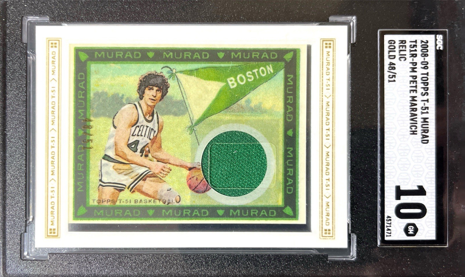2008-09 TOPPS T-51 MURAD Pete Maravich #T51R-PM JERSEY CELTICS /51 HOF SGC 10 🔥
