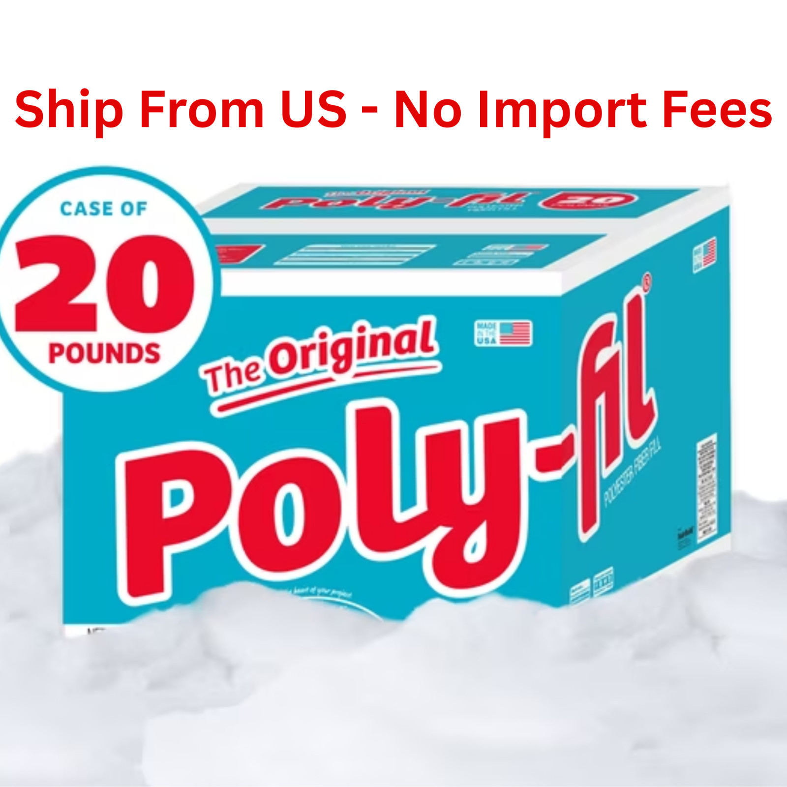 Poly-Fil Polyester Fiberfill Stuffing, 20lb Box, Bulk, by Fairfield, 