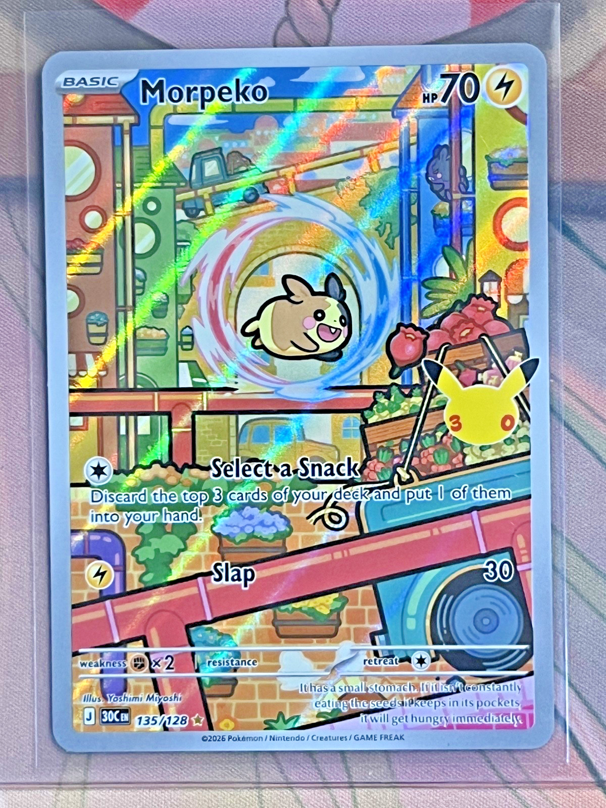 Morpeko 135/128 IR Pokemon 30th Celebration Illustration Rare Holo NM 2026