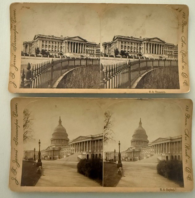 2 J F Jarvis Washington DC Stereoviews U.S. Capitol Treasury c1880s