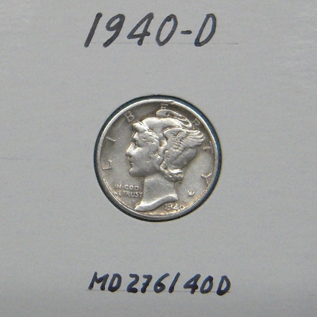1940-D Mercury dime, 90% Silver Coin 1940-D Mercury dime, 90% Silver Coin