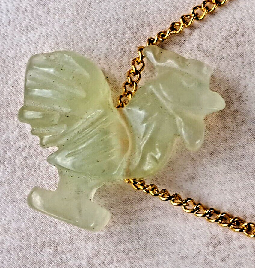 Vintage Carved Jade pendant +chain 44cm long,CHINESE ZODIAC\