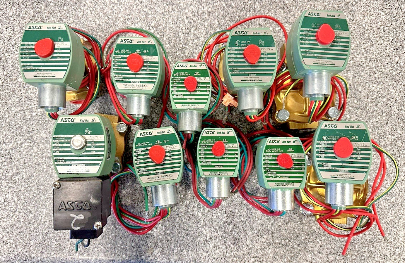 ASCO RED HAT II ASSORTED 2 WAY SOLENOID VALVES (LOT OF 10)