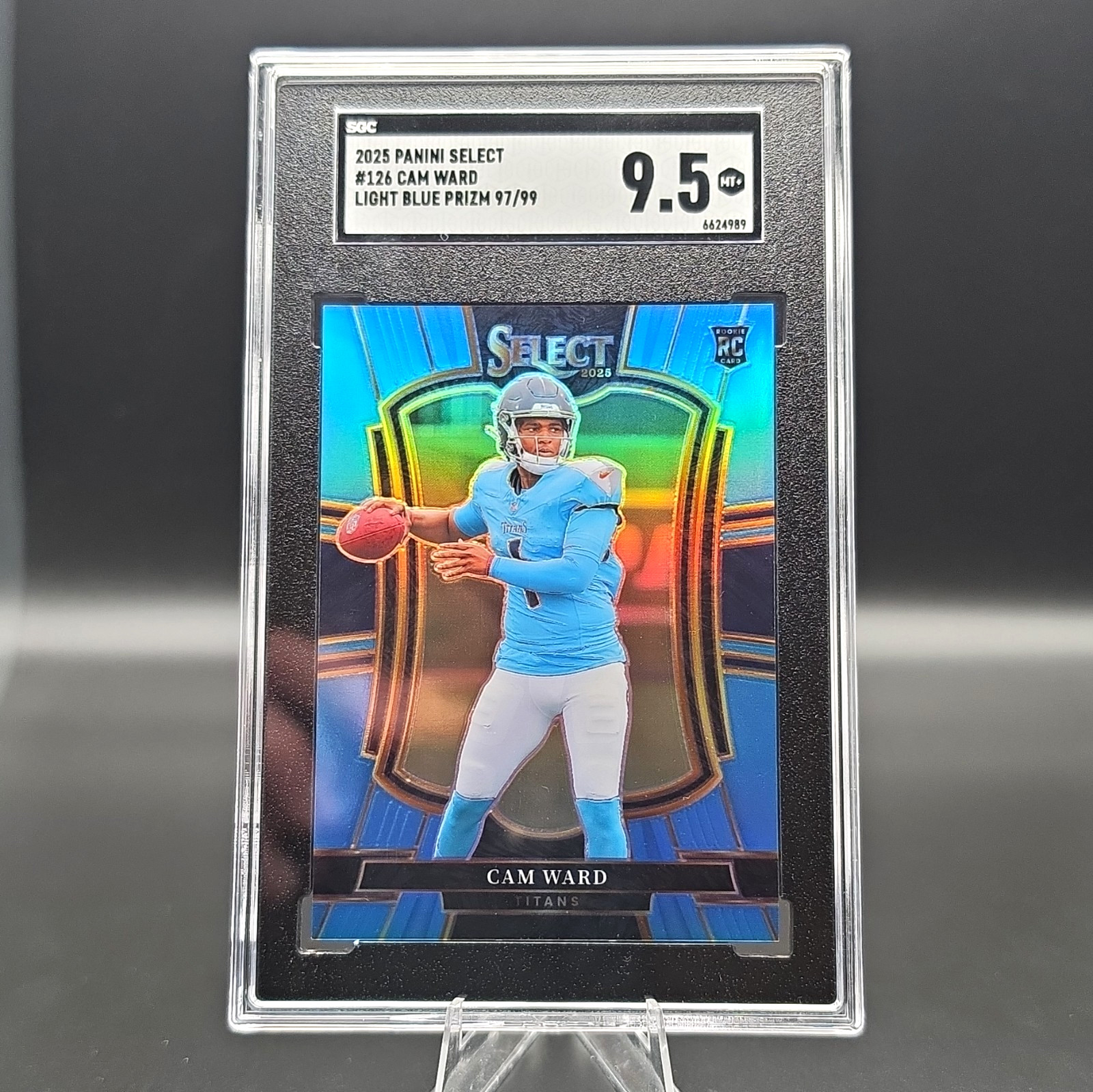 2025 Select Premier Level #126 Cam Ward Light Blue Prizm /99 (RC) SGC 9.5