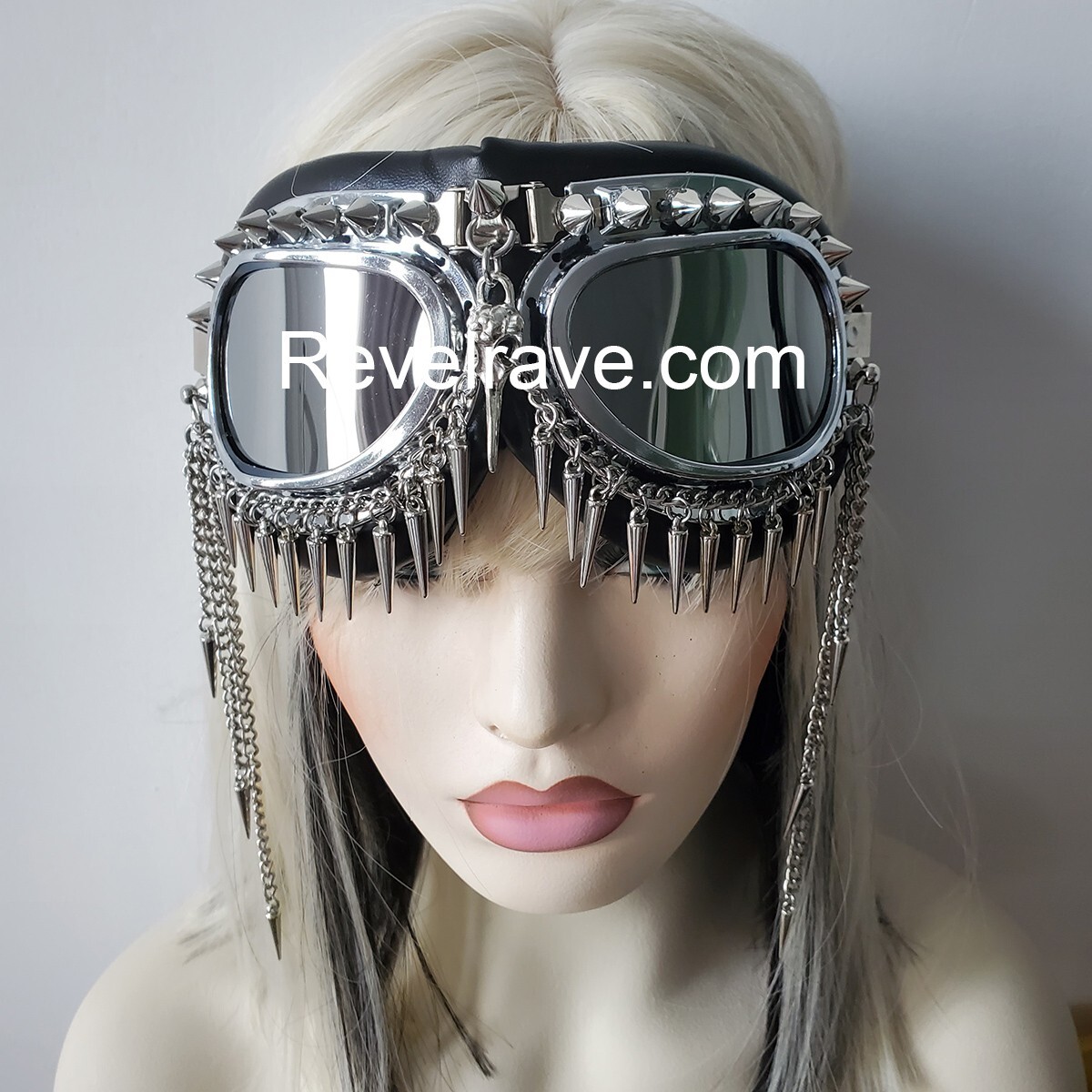 Burning Man Streampunk Goggles,Punk Skull Bird Head Spike Rave Festival Goggles