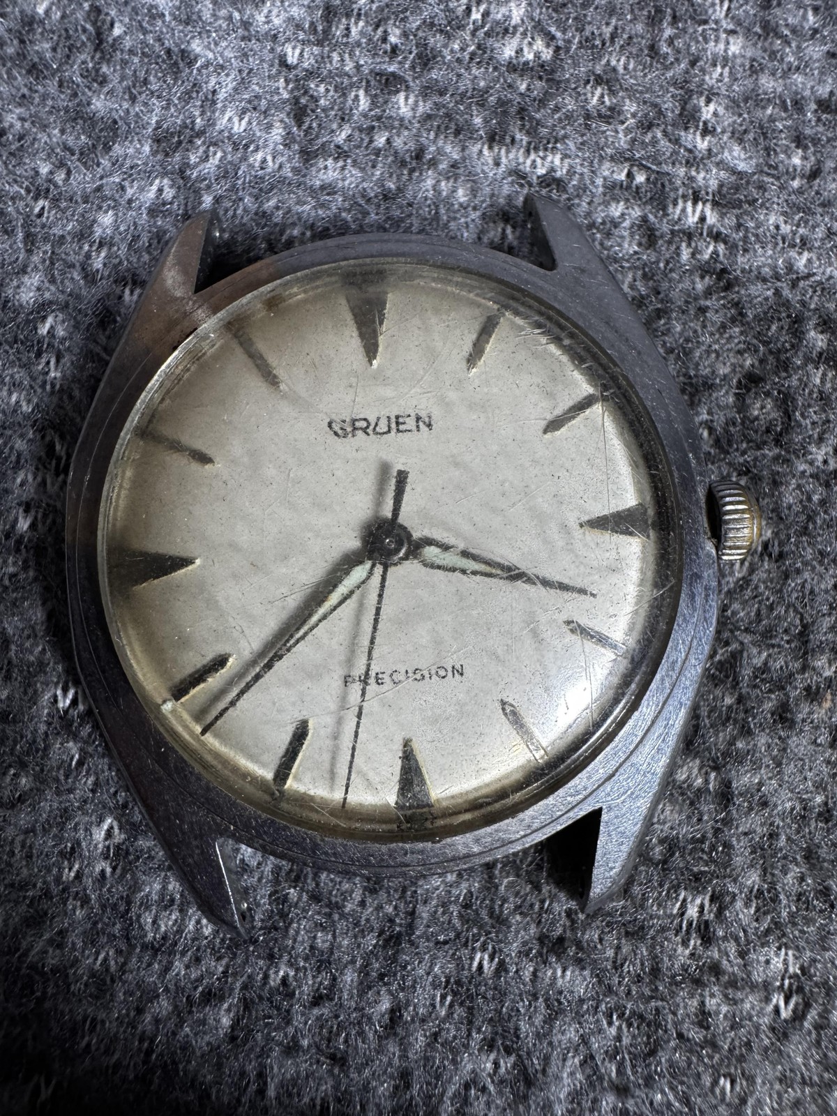 Vintage Gruen Precision Watch Mens 510 RSS Dial Stainless Parts Repair Head Bond