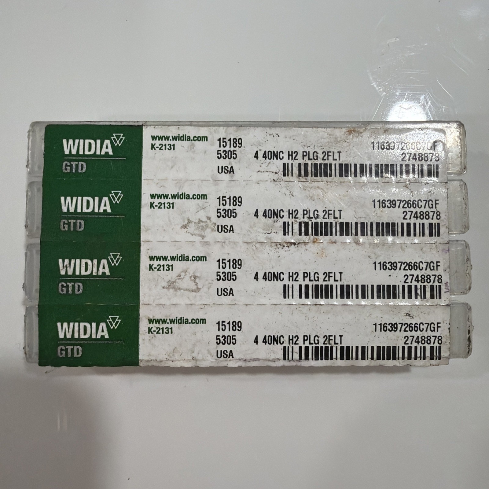 WIDIA GTD K-2131 15189 5305 4 40NC H2 PLG 2FLT (Lot of 4)