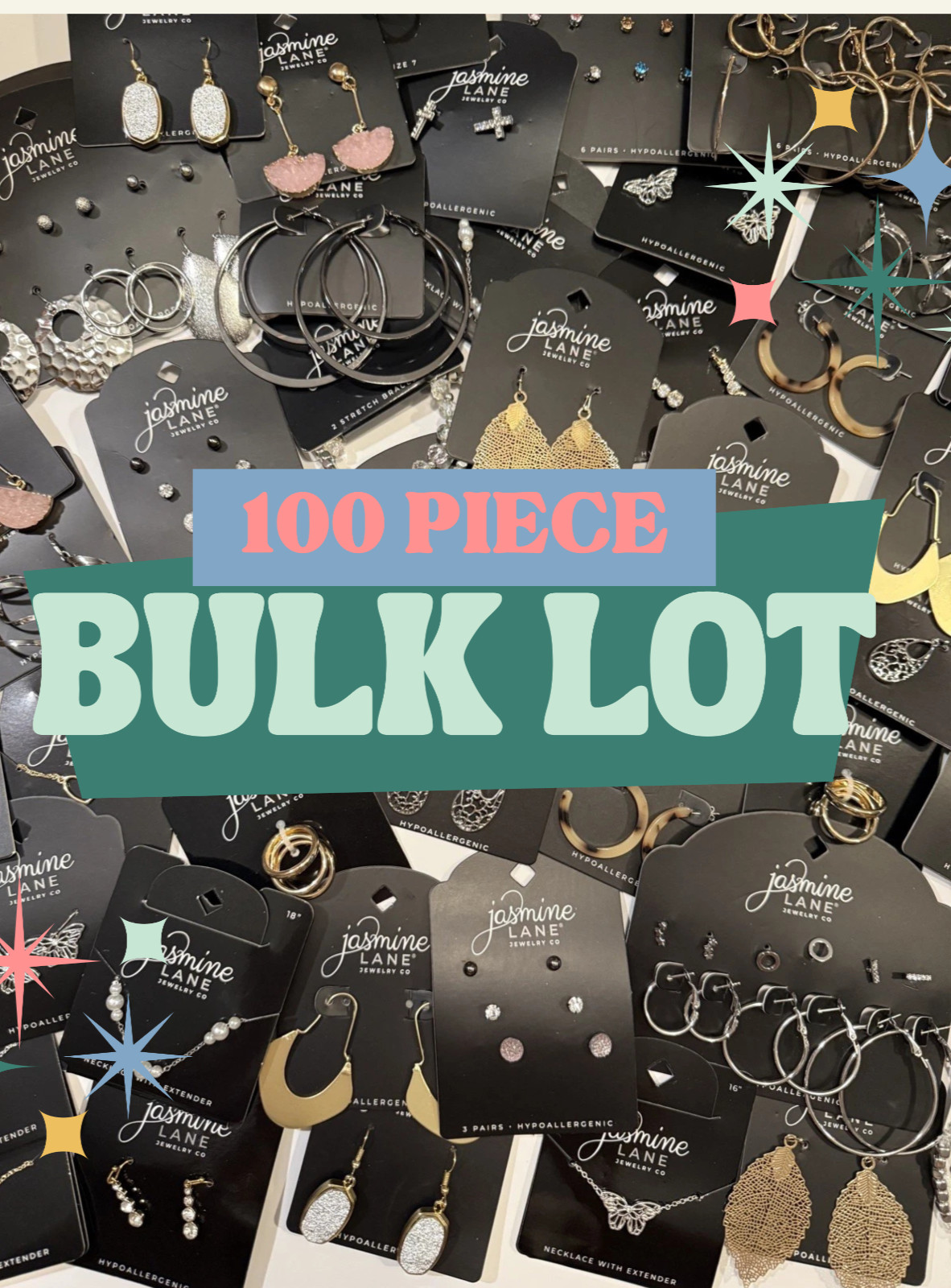 100pc Jewelry Lot Wholesale Earrings Boutique Reseller Bulk Assorted Styles 