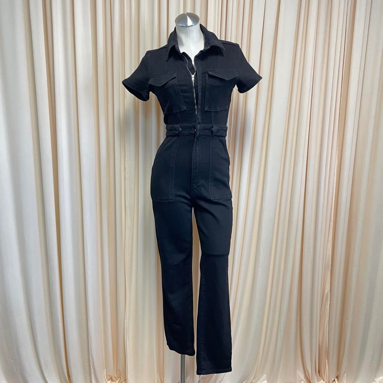 NWT GOOD AMERICAN Women\'s Black Denim Utility Military Jumpsuit Sz XS NWT GOOD AMERICAN Women\'s Black Denim Utility Military Jumpsuit Sz XS
