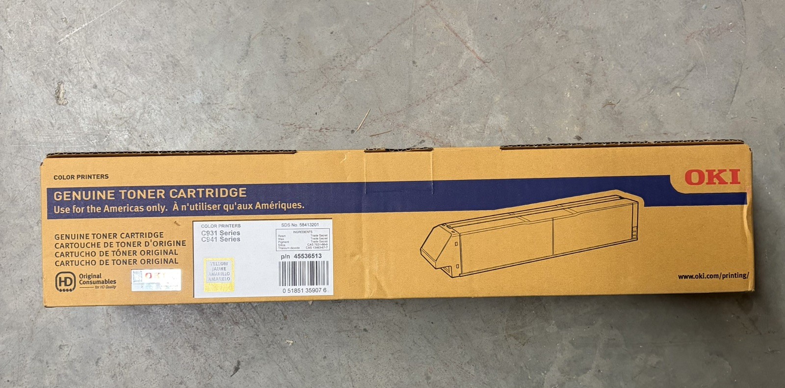 NEW OKI Genuine Original Yellow Laser Toner 45536513 for C931 C941 C942