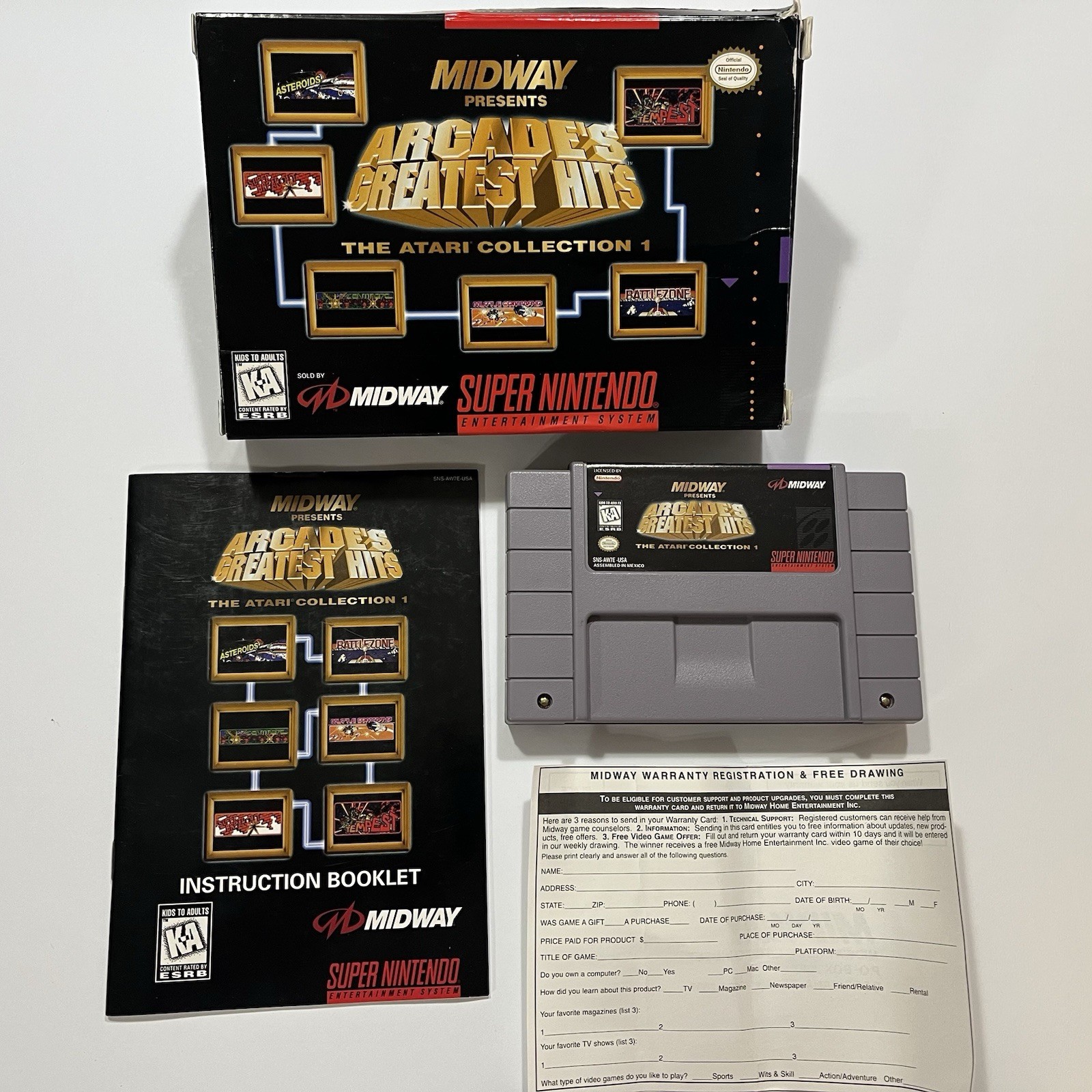 Midway Arcade\'s Greatest Hits Atari Collection 1 (SNES) Super Nintendo CIB Midway Arcade\'s Greatest Hits Atari Collection 1 (SNES) Super Nintendo CIB
