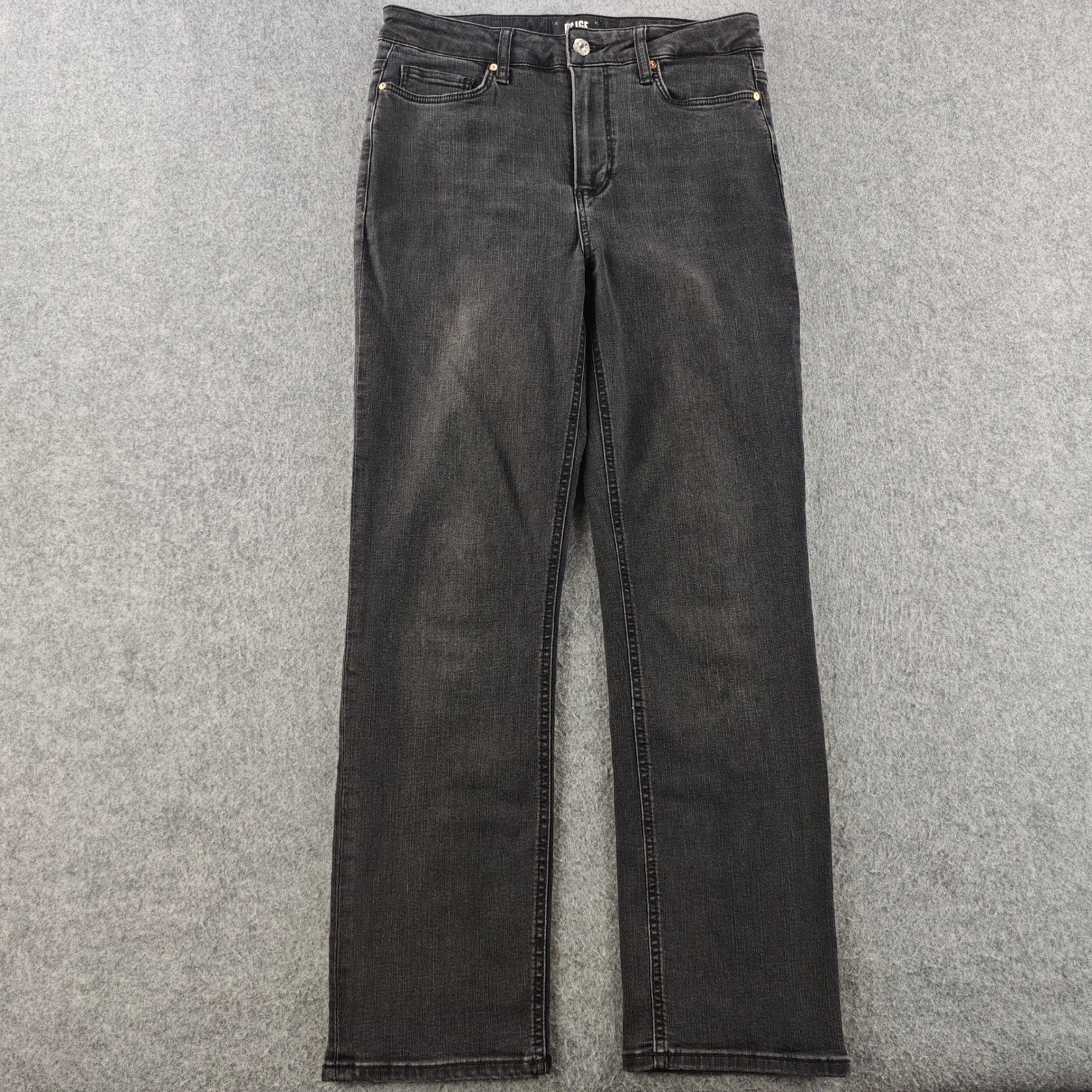 PAIGE Cindy High Rise Straight Leg Jeans Womens 28 Charcoal Gray Stretch Denim