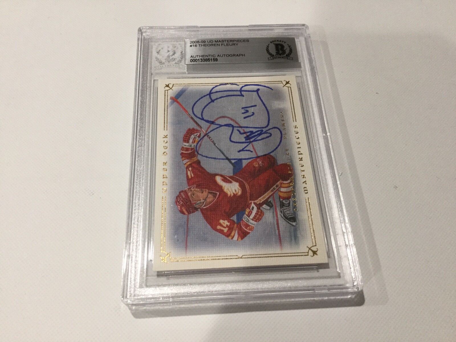 Theoren Fleury Signed 2008-09 UD Masterpieces Card Slabbed Beckett BAS a