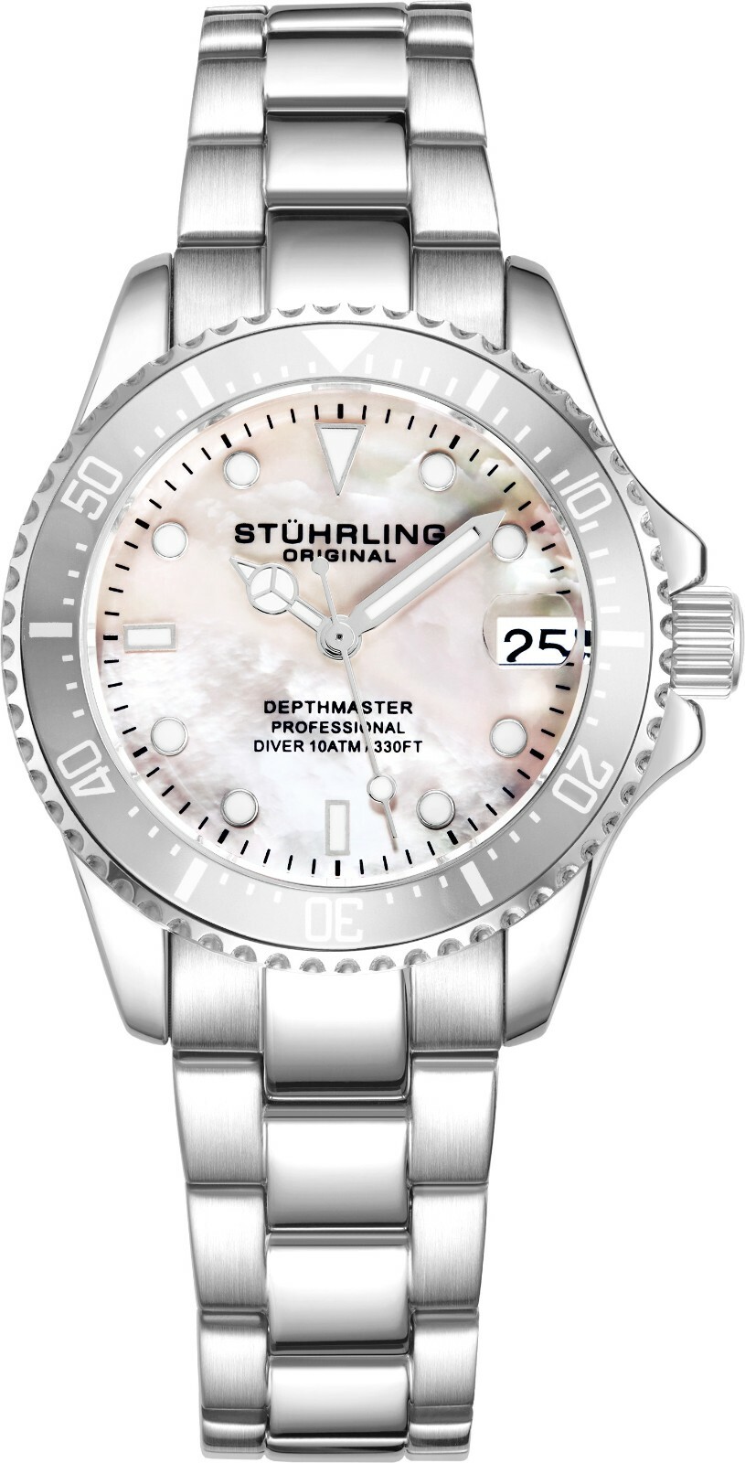Stuhrling 3950L Women\'s Underwater Svelte 32mm MOP Stainless Link Bracelet Watch