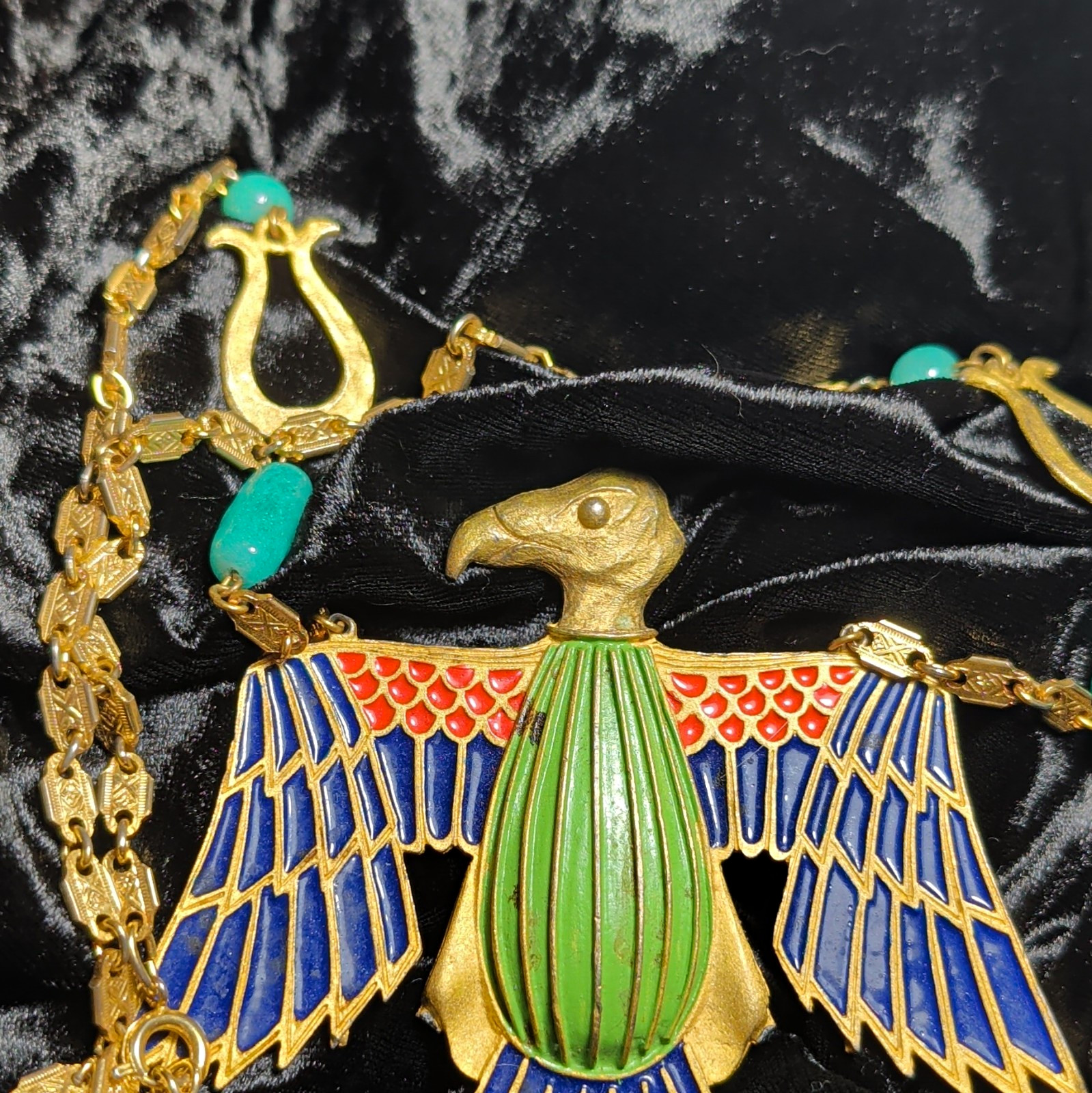 Vintage Signed Kramer Enamel Inlays Statement Necklace Vintage Signed Kramer Enamel Inlays Statement Necklace