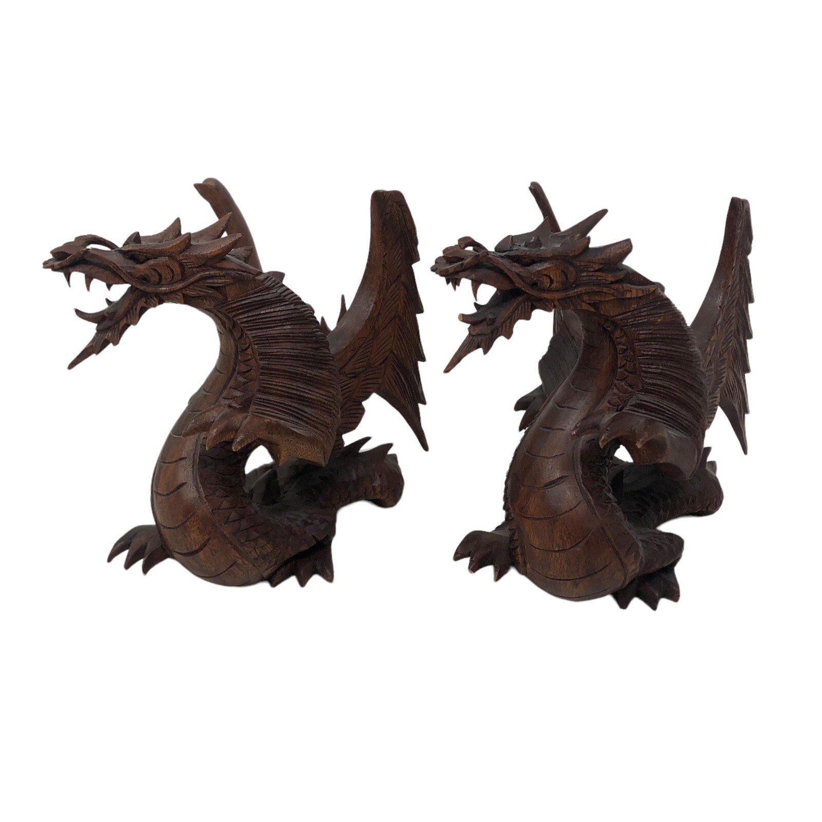 Lot of 2 Hand Carved Suar Wood Sculpture by KT Taram 6\ Lot of 2 Hand Carved Suar Wood Sculpture by KT Taram 6\