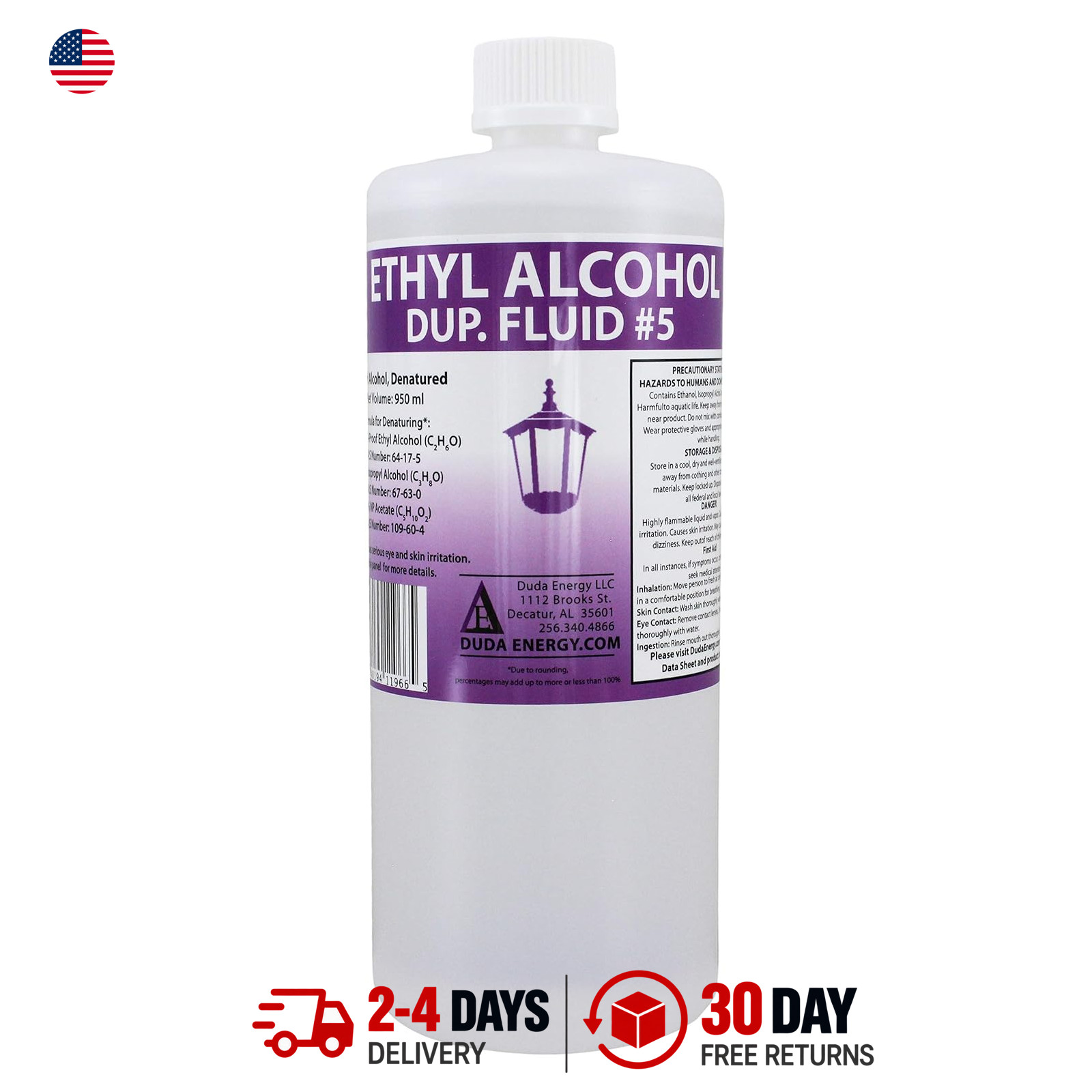 950ml denatured ethanol bottle with 200 proof ethyl alcohol IPA NP acetate for