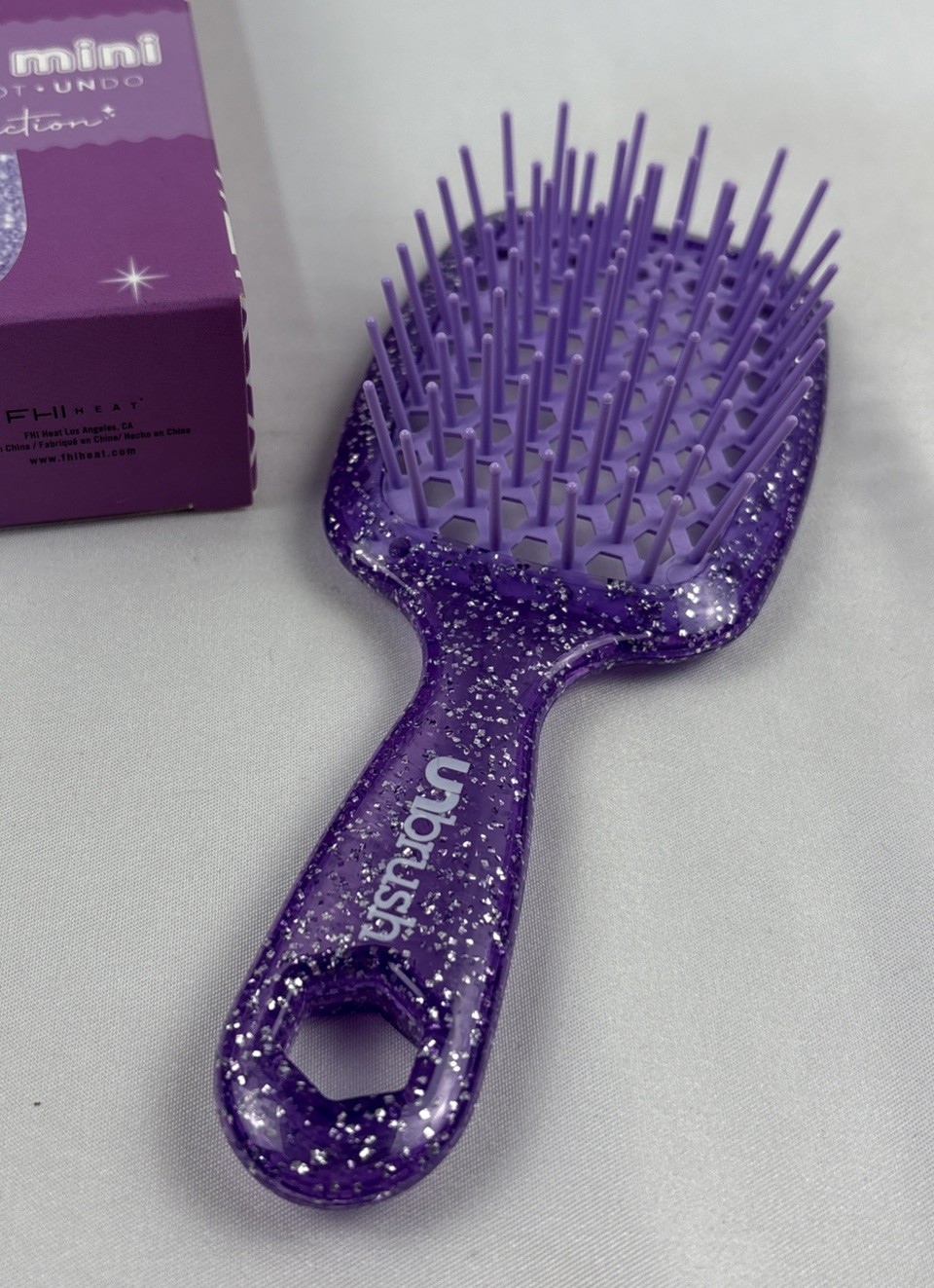 UNbrush Mini Glitter Detangling Hair Brush Amethyst Lavender. New