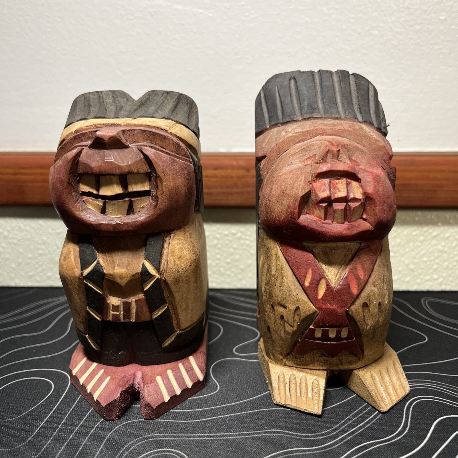 Vintage Chilean INDIO PICARO Hand-Crafted Carved Wood, Male & Female 5 Vintage Chilean INDIO PICARO Hand-Crafted Carved Wood, Male & Female 5