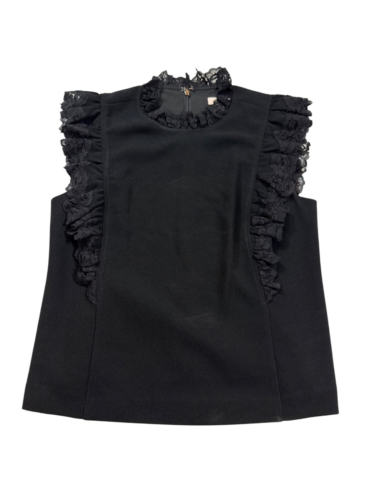 Rebecca Taylor Lace Ruffle Black Sleeveless Top Size 6 Elegant (D1128) Rebecca Taylor Lace Ruffle Black Sleeveless Top Size 6 Elegant (D1128)