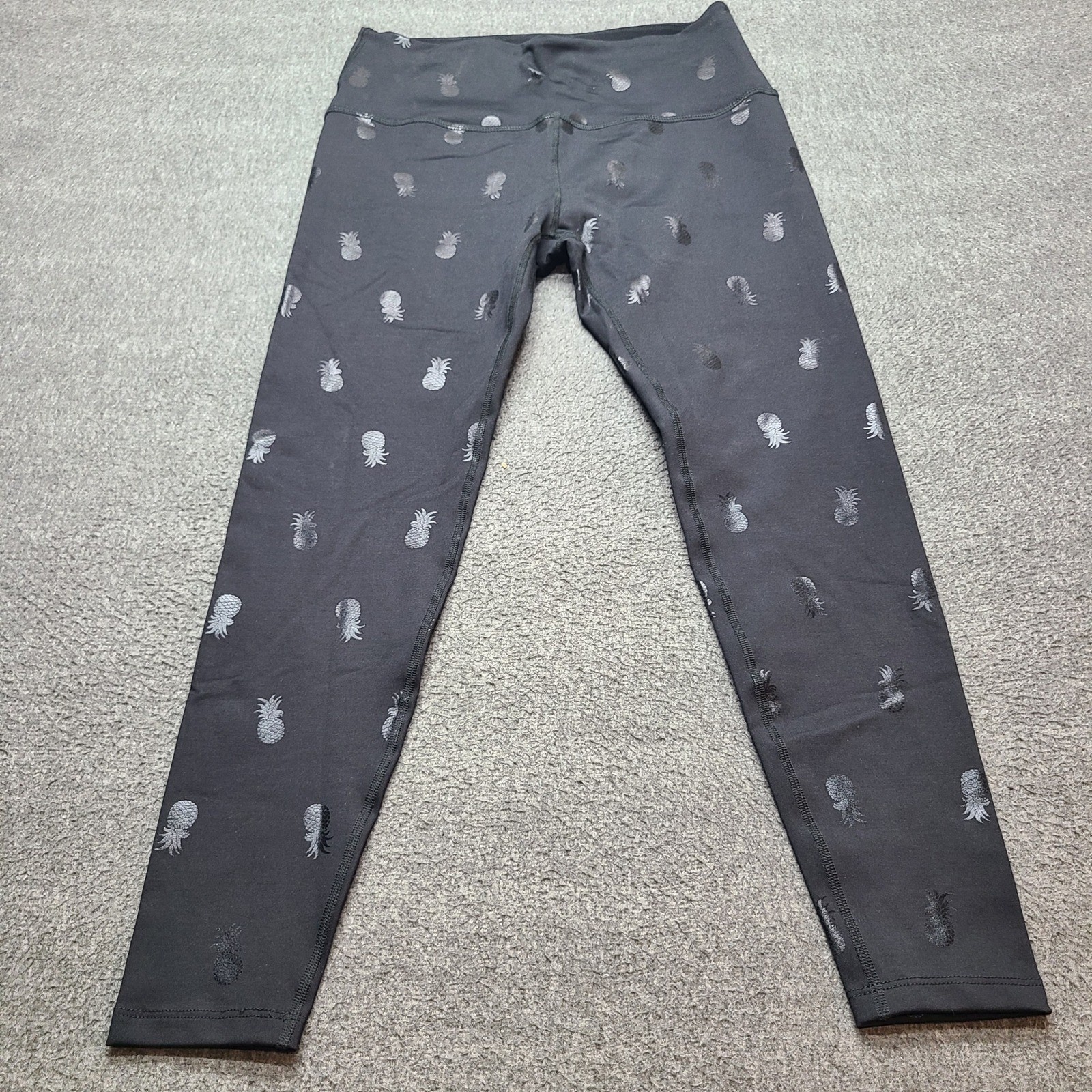 Beyond Yoga Leggings Women Large Black Excellent Foil Pineapple High Waisted