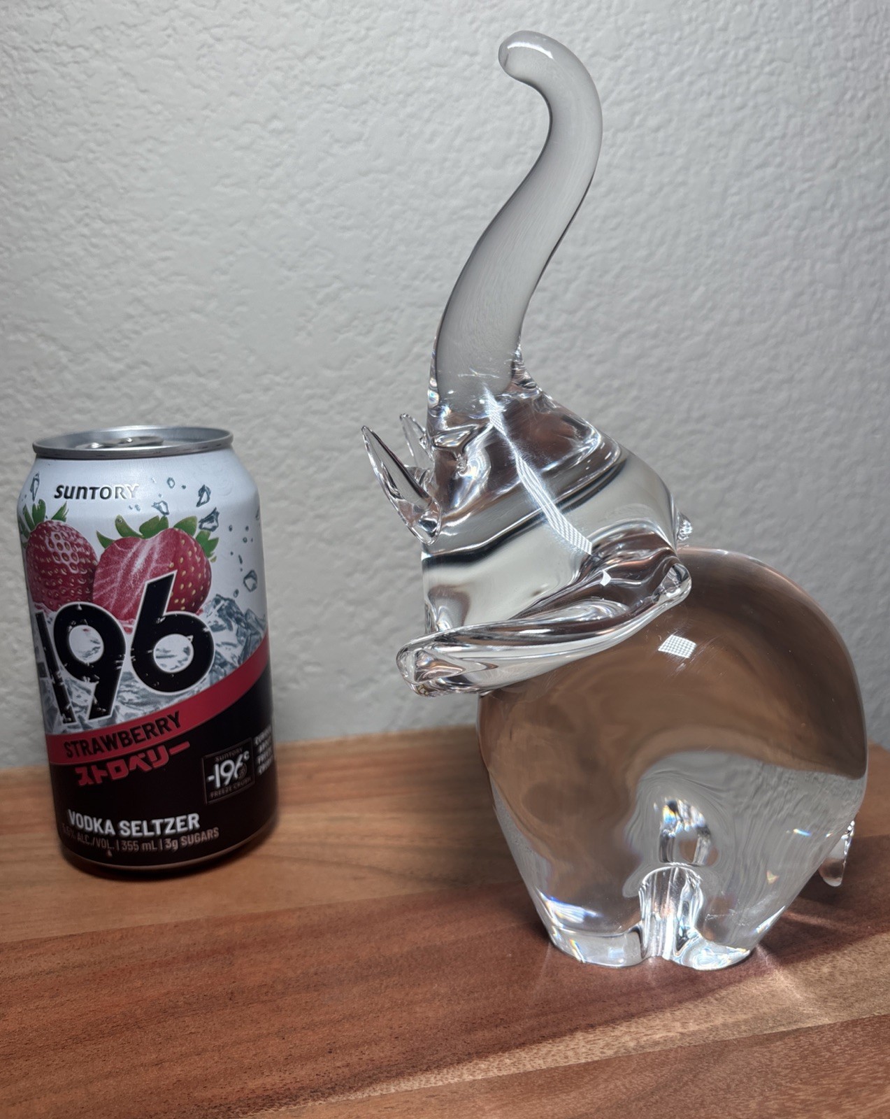 Large Steuben James Houston Trumpeting Elephant Crystal Figurine Signed 8\