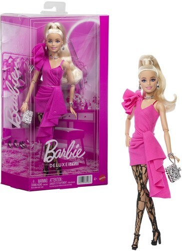 WB Mattel Barbie Doll Deluxe Style Pink Dress & Black Tights WB Mattel Barbie Doll Deluxe Style Pink Dress & Black Tights