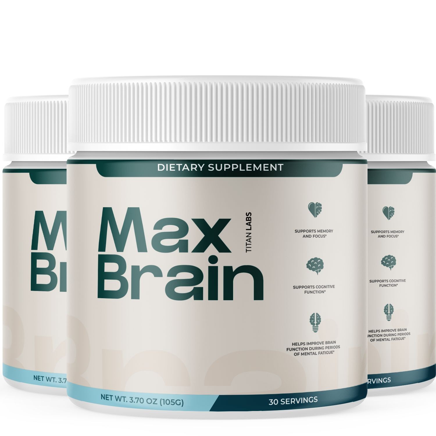 (3 Pack) Max Brain Powder Natural Brain Support Supplement MaxBrain 90 Servings