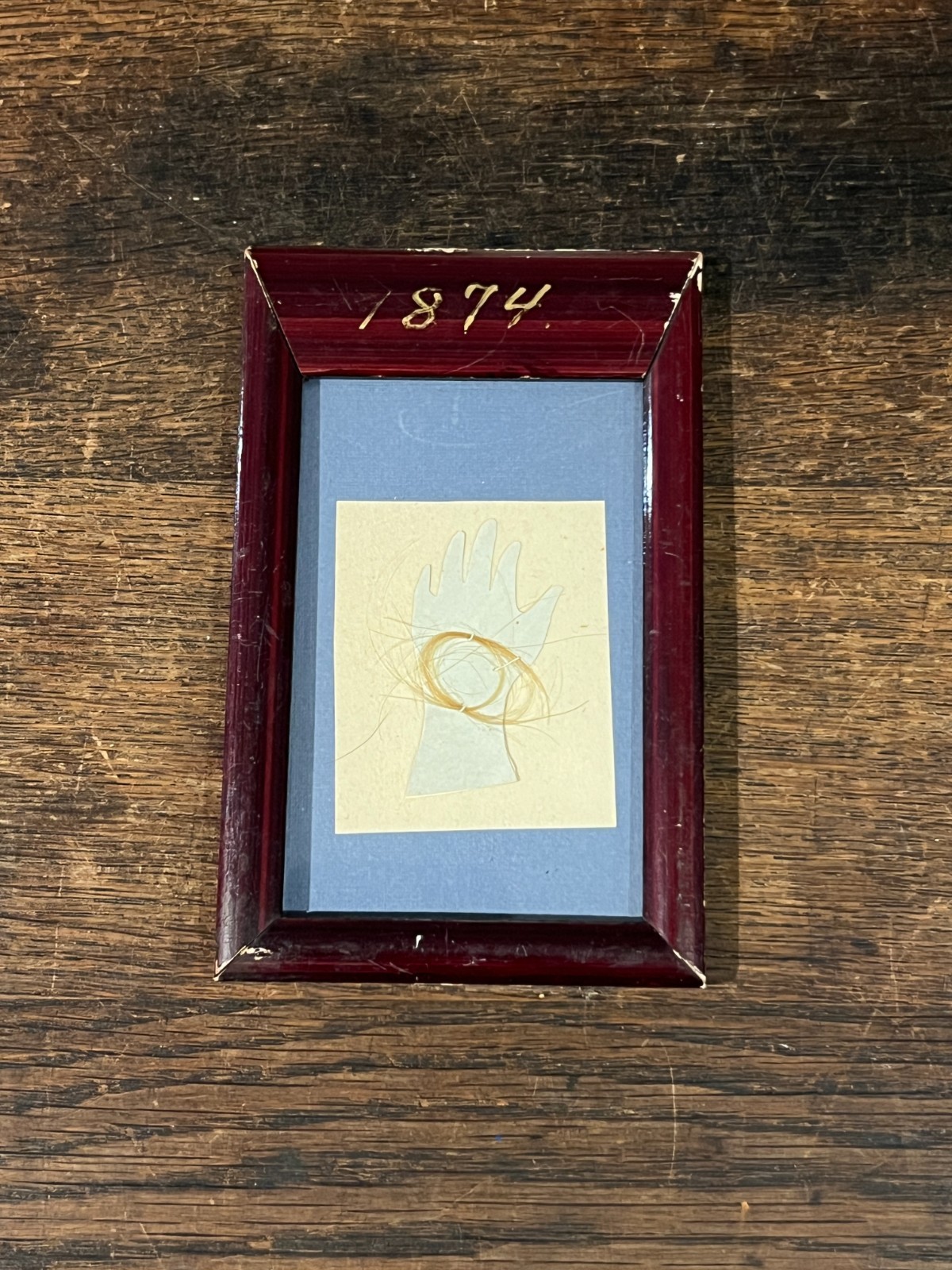 Antique Victorian Vintage Hair Curl Framed Baby Mourning Relic 1874 AR Antique Victorian Vintage Hair Curl Framed Baby Mourning Relic 1874 AR