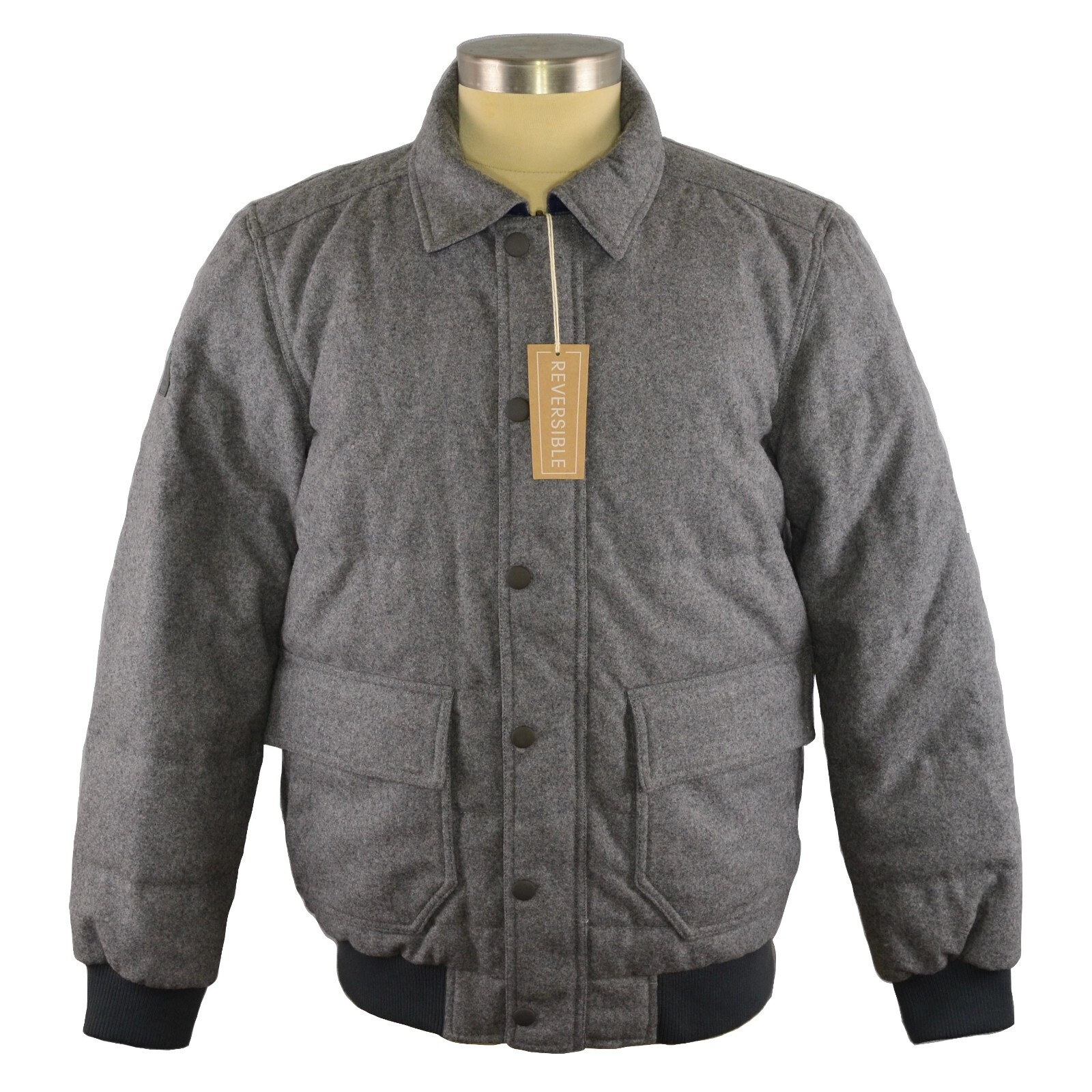New Prana Mens B-Side Wool & Down Jacket Size Medium in Gravel Heather Gray