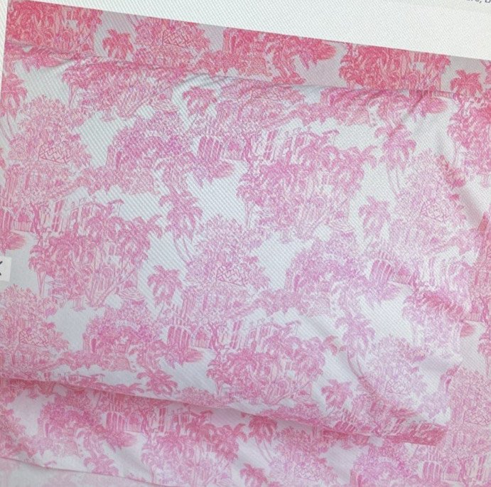 *Pottery Barn /PBTeen Lilly Pulitzer Toile Organic KING Sheet Set Pink