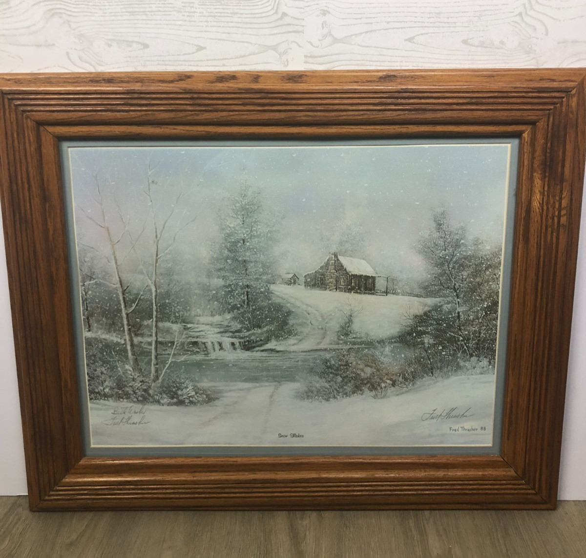 Snow Flakes by Fred Thrasher Framed Signed Print Solid Wood Heavy Frame 1988 Snow Flakes by Fred Thrasher Framed Signed Print Solid Wood Heavy Frame 1988