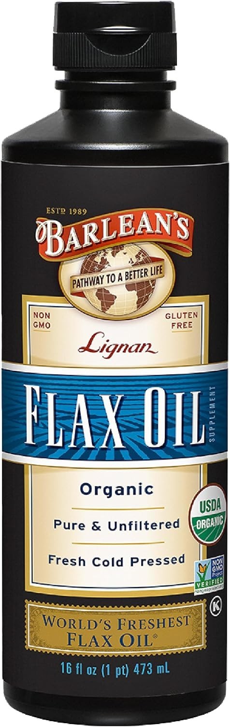 Barlean\'s Organic Lignan Flaxseed Oil, 7230mg ALA Omega-3, Vegan, 16oz
