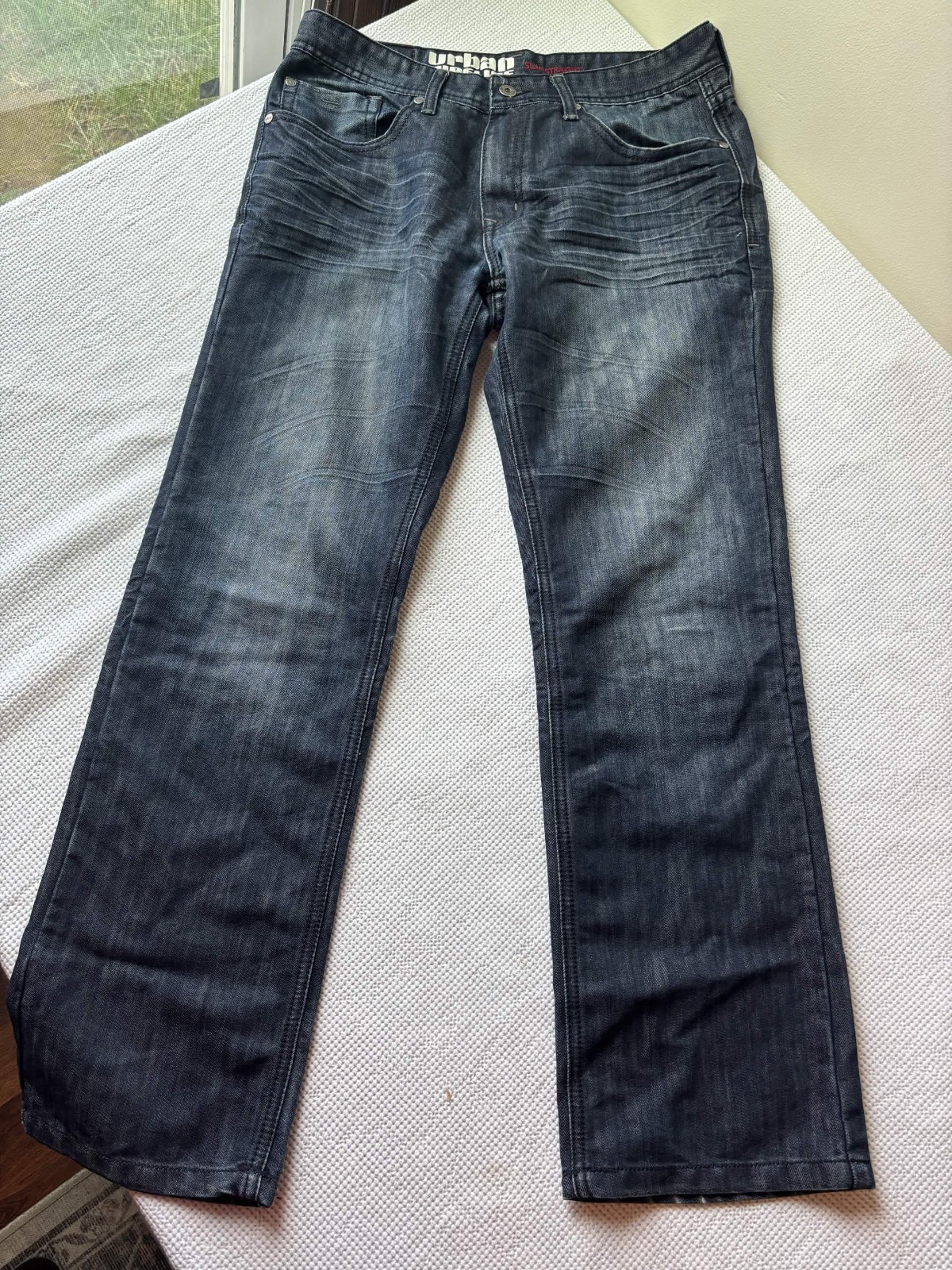 Urban Pipeline Mens Slim Straight Jeans 32x30 Blue Dark Wash Denim