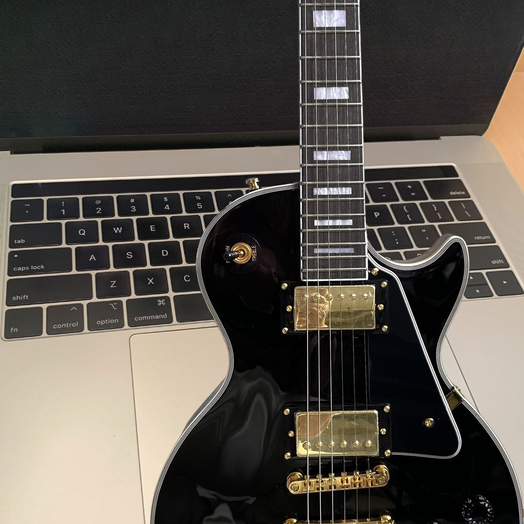 Custom LP Black Solid Body Electric Guitar Gold Parts Fast Shipping U.S