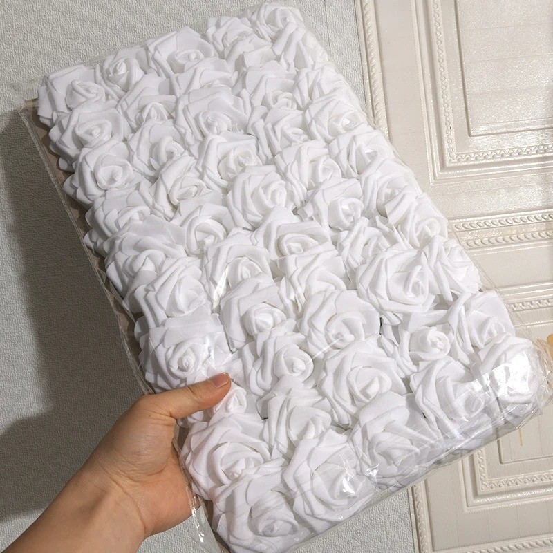 50Pcs Artificial Fake Rose PE Flower Head Wedding Party Garden Home Decor US