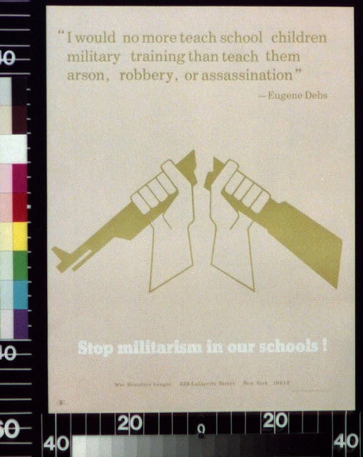 Photo:New York NY 1910s Eugene Debs Stop Militarism in Our Schools Poster