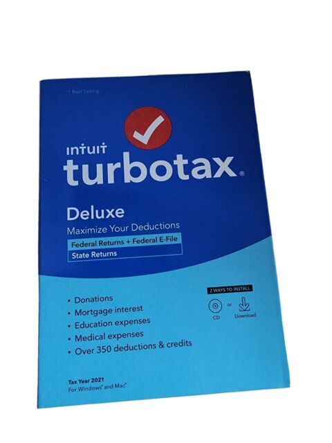 TurboTax Deluxe State And Federal 2021 Tax Software - Physical Disc (NEW)