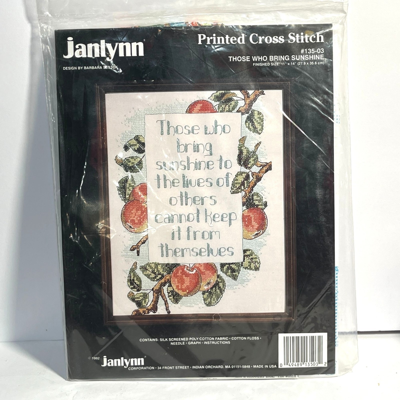 Janlynn Stamped Cross Stitch Sampler Kit Those Who Bring Sunshine 1992
