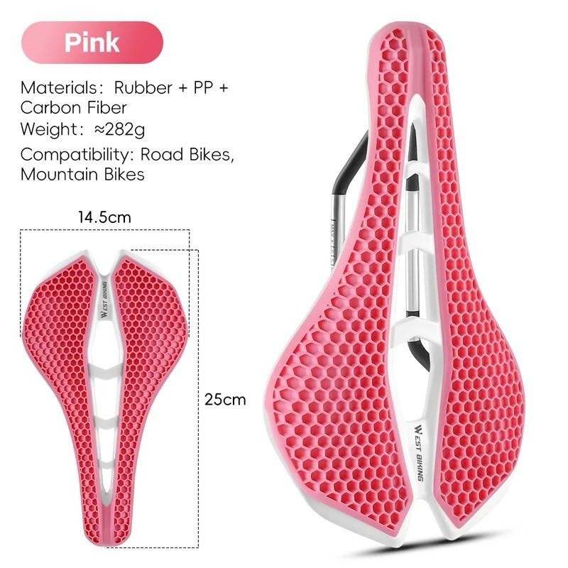 Bicycle Seat TPE 3D Honeycomb Breathable Bike Saddle Racing Road MTB Cycling