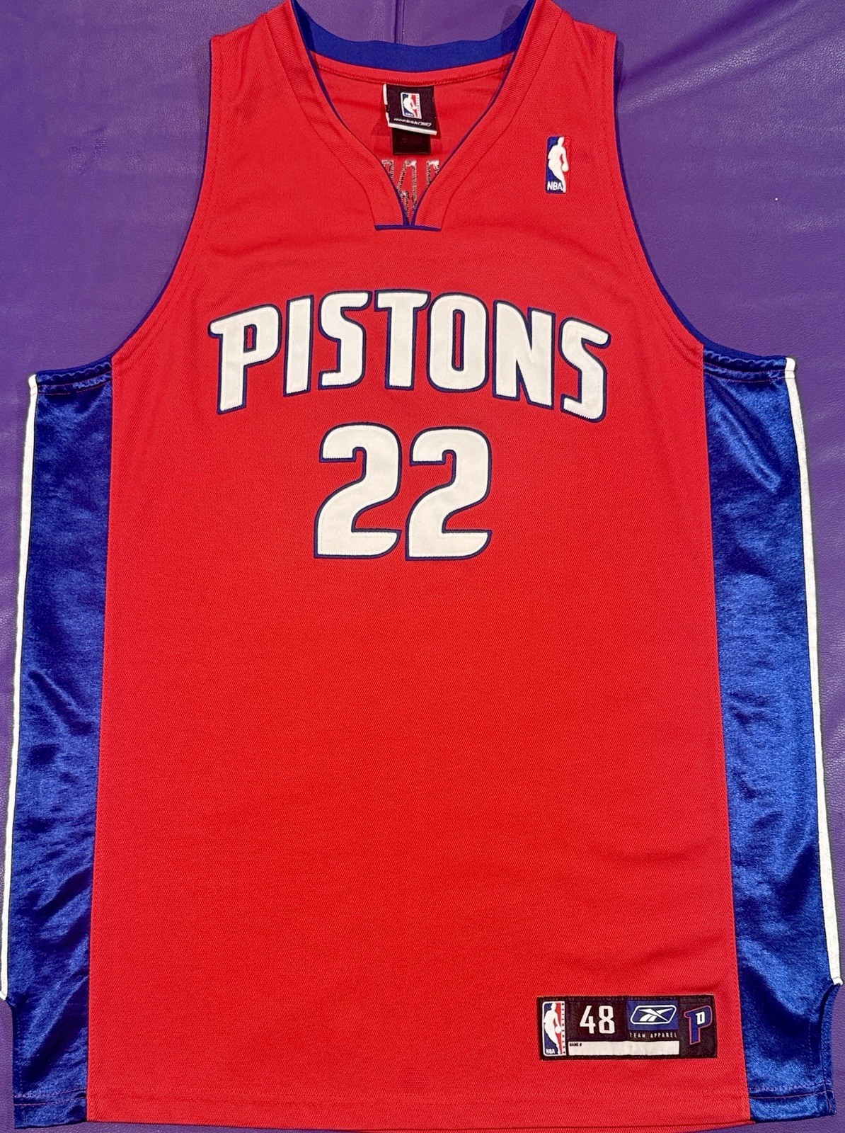 Authentic Tayshaun Prince #22 Detroit Pistons Vintage On Court Reebok Jersey 48