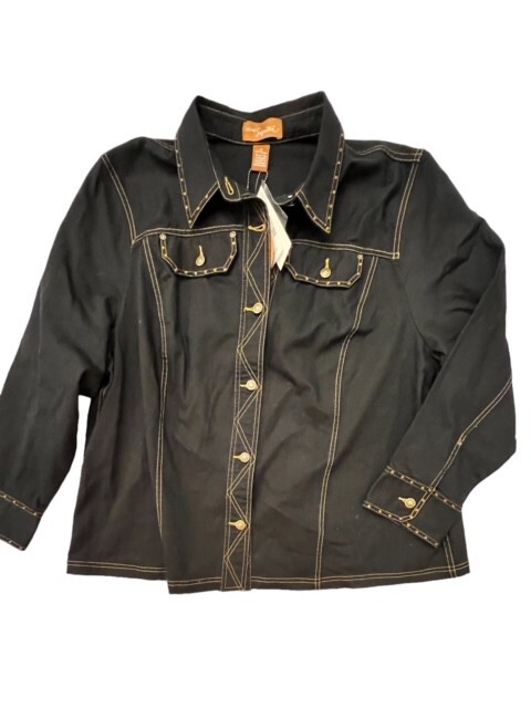 NWT Liz & Me Signature Jean JACKET 2X GLAM Beaded COWGIRL Cottagecore Preppy