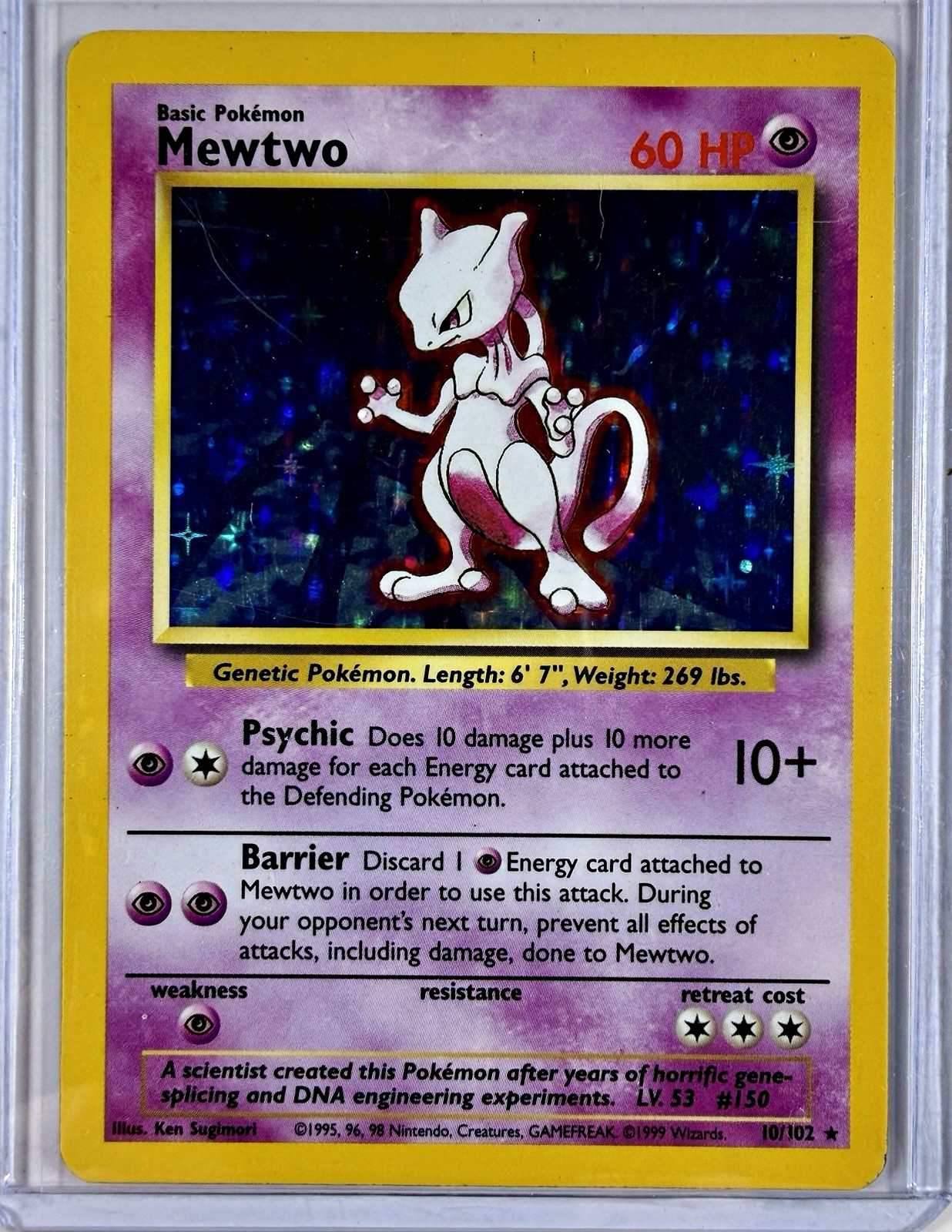 WOTC Mewtwo 10/102 Pokemon Base Set Holo Rare 1999 English TCG WOTC Mewtwo 10/102 Pokemon Base Set Holo Rare 1999 English TCG