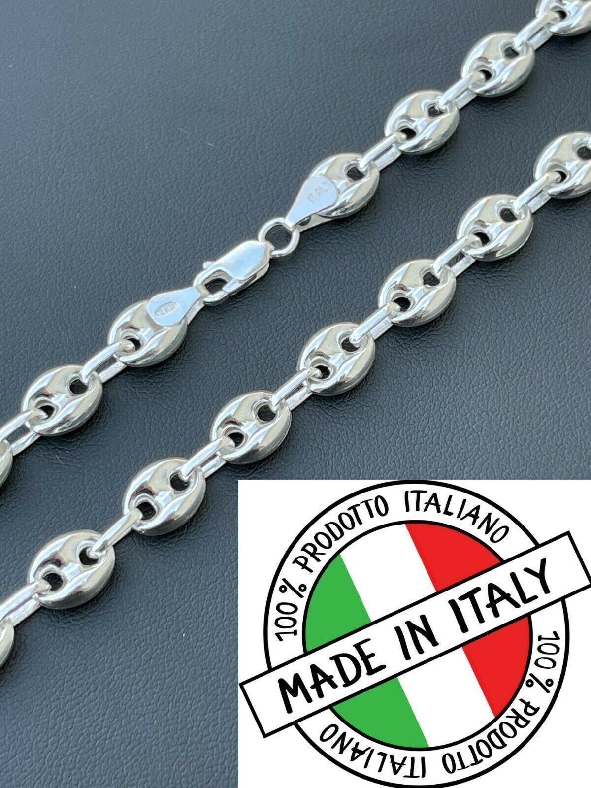 Real 925 Sterling Silver 8mm Puffed Mariner Link Chain Necklace Bracelet 7\