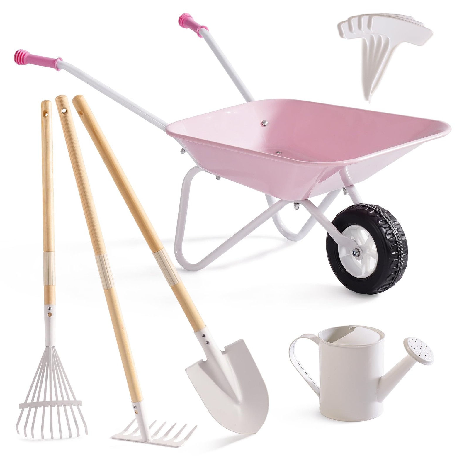 Robud Kids Wheelbarrow Gardening Tools Set Pink Robud Kids Wheelbarrow Gardening Tools Set Pink