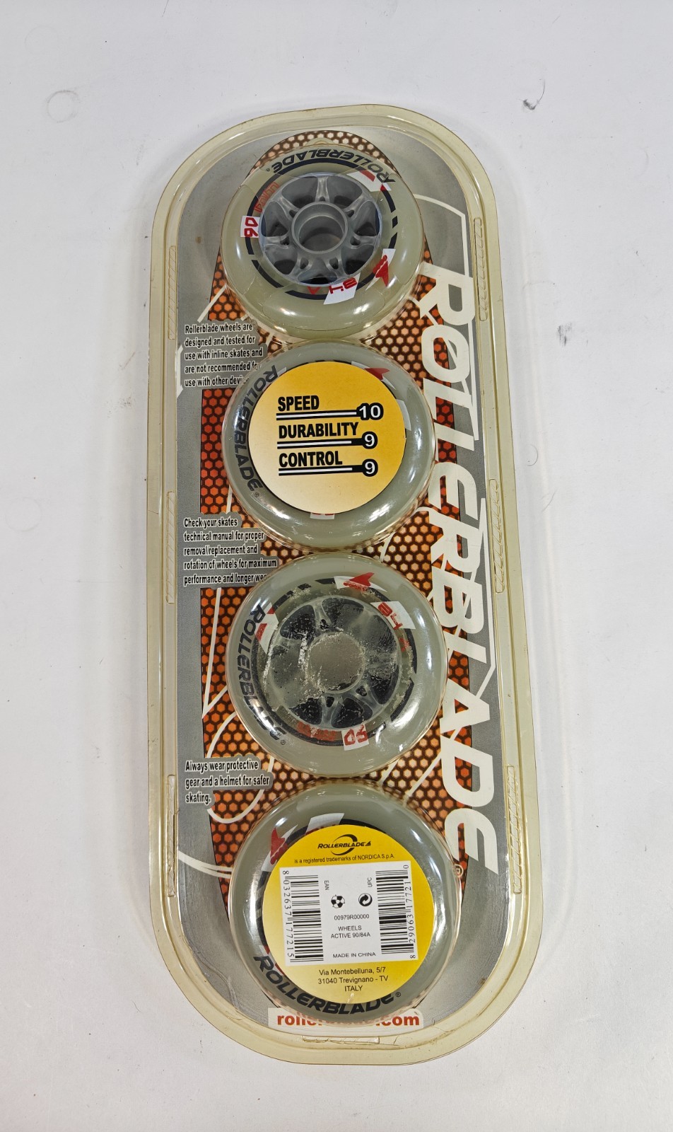 Sealed 8 Rollerblade Wheels Active 90mm 84A RB New Old Stock Vintage