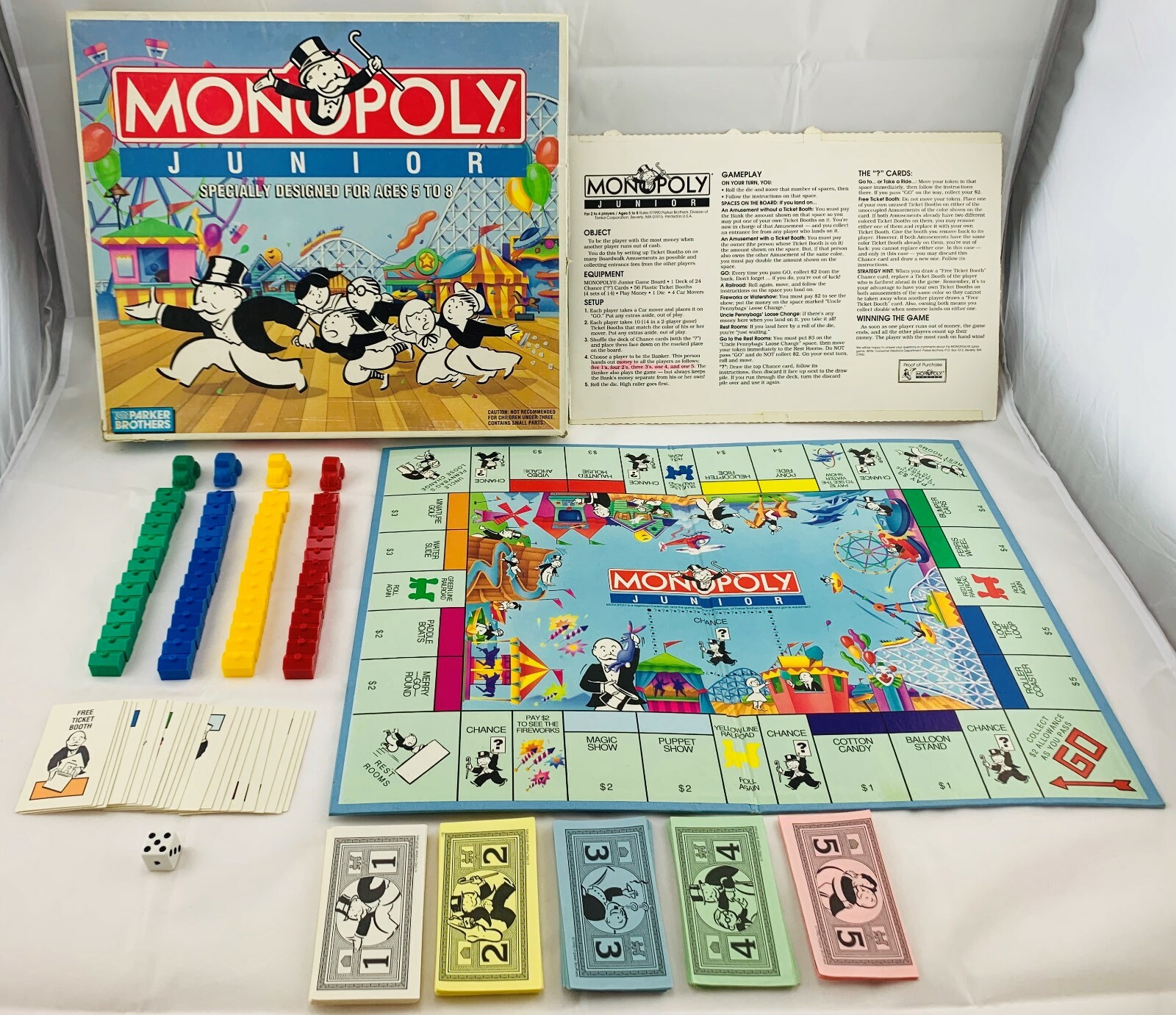 1990 Monopoly Junior Game by Parker Brothers Complete Very Good Cond 