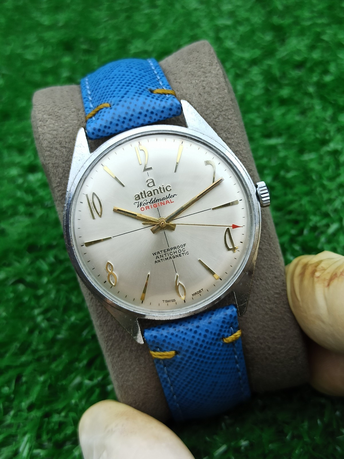 1960\'s Vintage Atlantic Worldmaster Original Watch Manual 17 Jewels Silver 37 MM