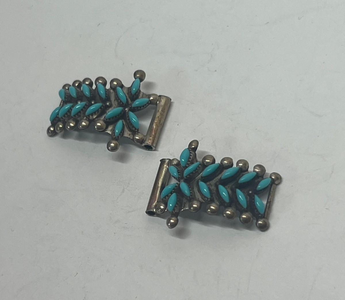 Vtg. Cordy & Cletus Lamy Zuni Sterling Petite Point Turquoise Watch Tips [115GRA