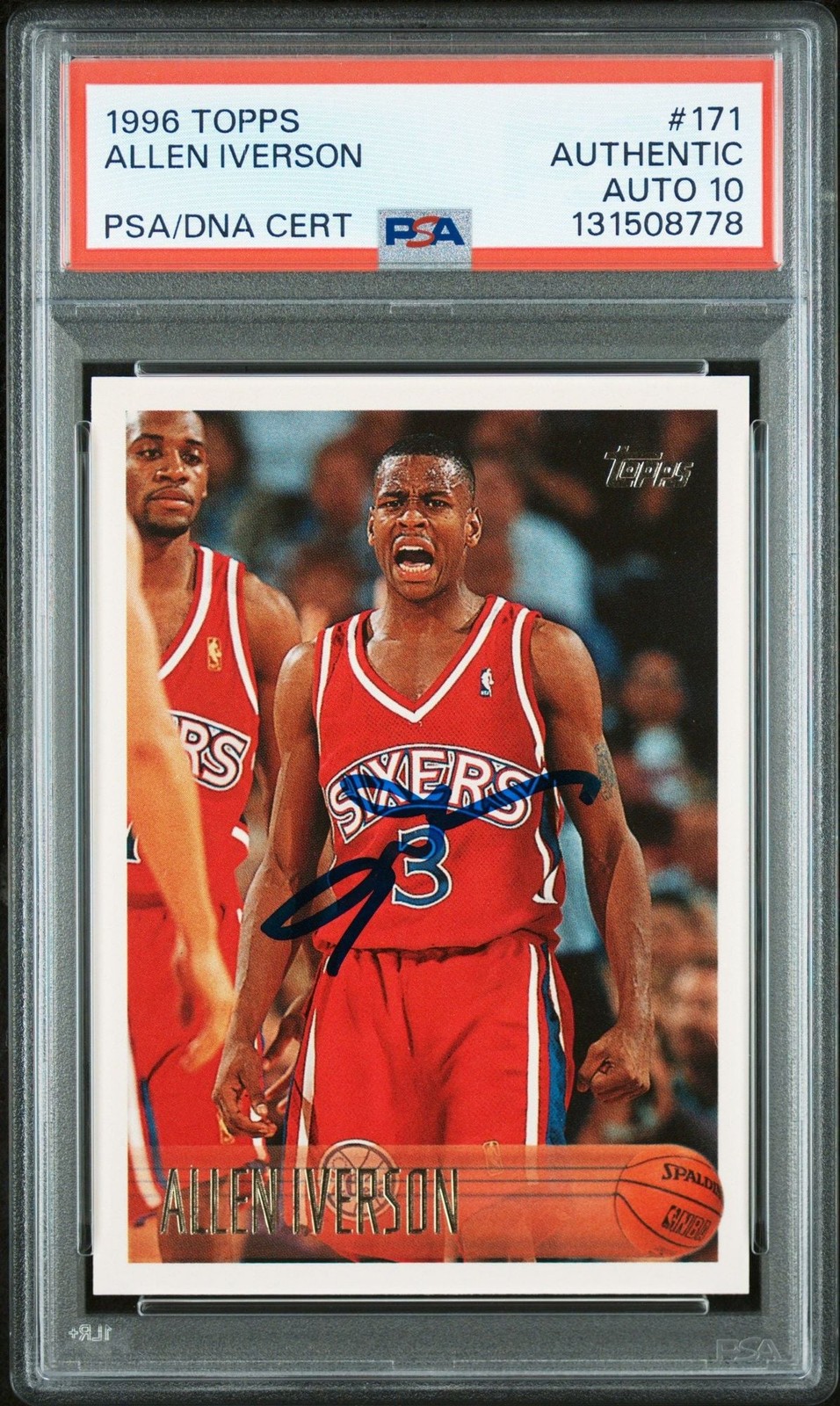 Graded 1996 Topps Allen Iverson #171 Rookie Card PSA 10 Auto Grade